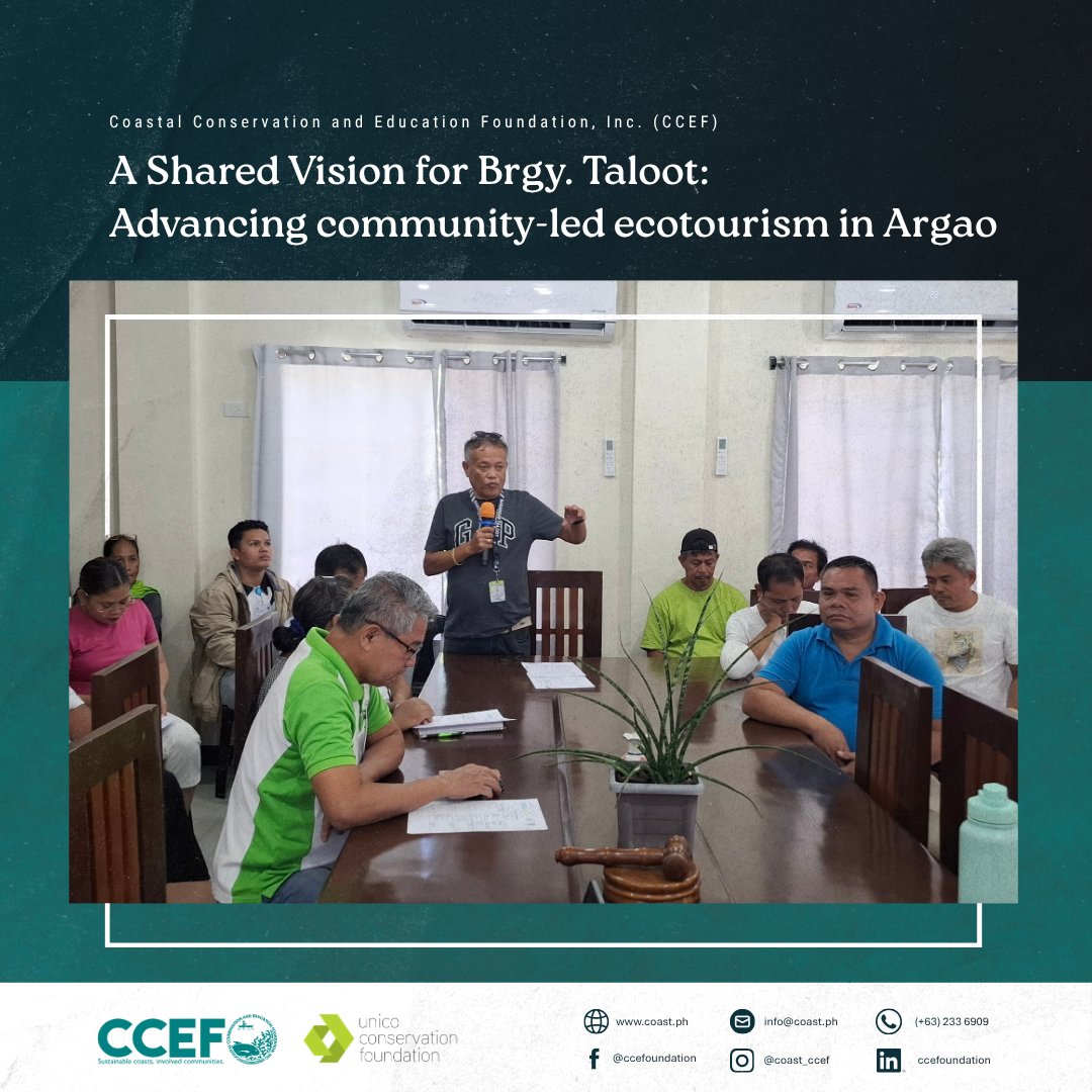 CCEF_PH's tweet photo. On March 18, 2026, Barangay Taloot hosted a Stakeholder's Conference under the Promoting Community-Based Ecotourism in MPA and Mangrove Areas (ProComTour) project, generously funded by the Unico Conservation Foundation.

𝘙𝘦𝘢𝘥 𝘮𝘰𝘳𝘦: https://t.co/fgr1DcEq6g https://t.co/LBwxtLhUcm
