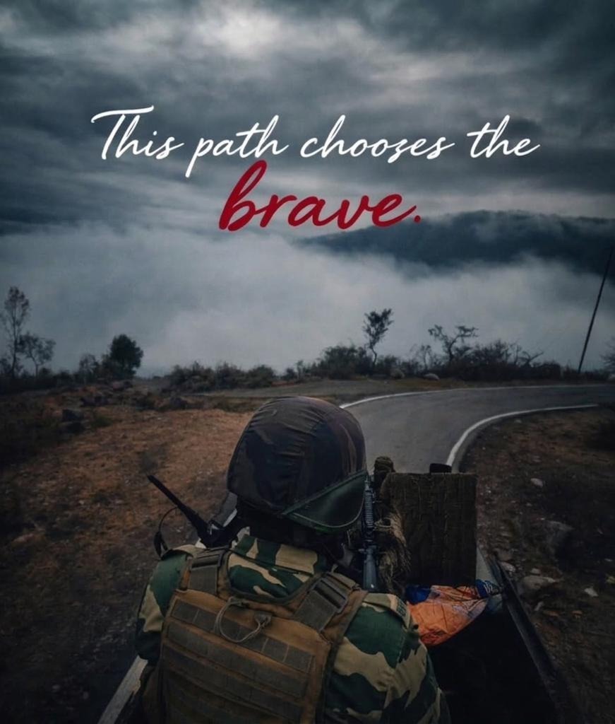 balck7112's tweet photo. The path doesn’t test everyone… only the brave. #brave #soldier #BSF  #BsfIndia  #warrior
#JanaNayagan #LucknowSuperGiants #RRvsRCB
#WiseParenting #Dacoit https://t.co/GFlv4poLgO