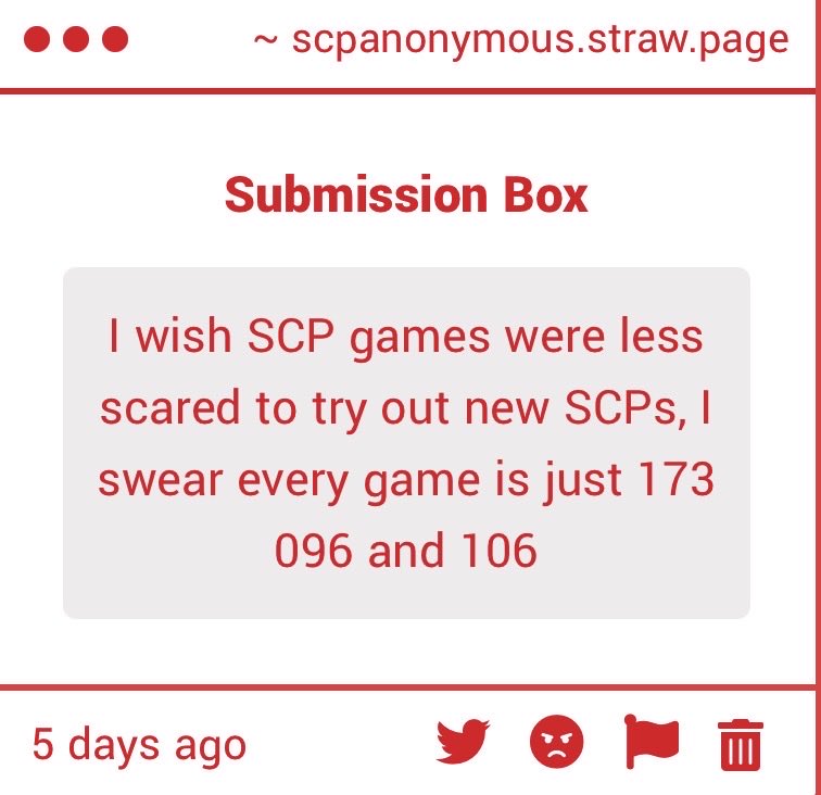 SCPConfession's tweet image. Thank you for your submission