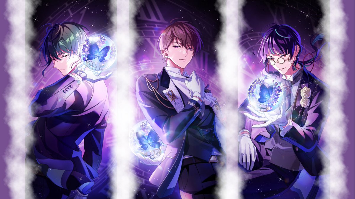 fujino222's tweet photo. ホタルビ3人。SSR出揃いましたね⟡.*
3人ともめちゃくちゃカッコイイ……

藤の花と蝶々のホタルビ玉。すごく素敵🦋 https://t.co/M7Sl1MLLc8