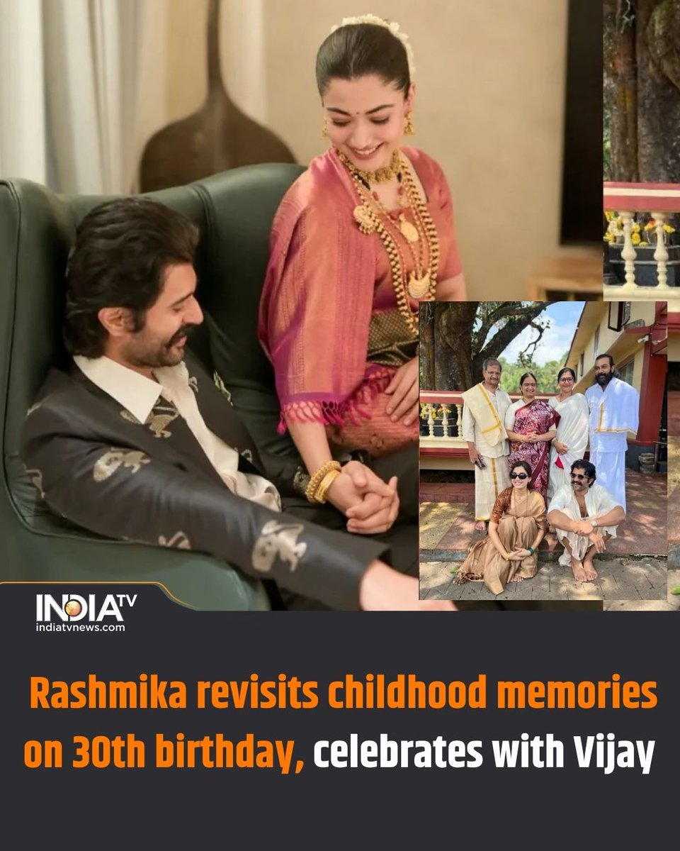 indiatv's tweet image. Telugu actress Rashmika Mandanna marked her 30th birthday in a heartfelt way as she revisited her childhood memories during a special celebration in Coorg. 

Read more here:
tinyurl.com/mrh3ws4d

#rashmikamandanna #birthdaycelebration #VijayDeverakonda #childhoodmemories
