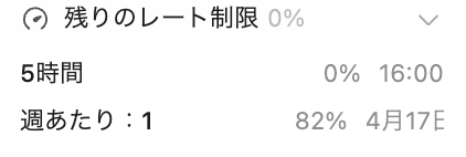 Codex で初めて5時間の制限にあたった。$100プランができてPlusが厳しくなったなぁ。