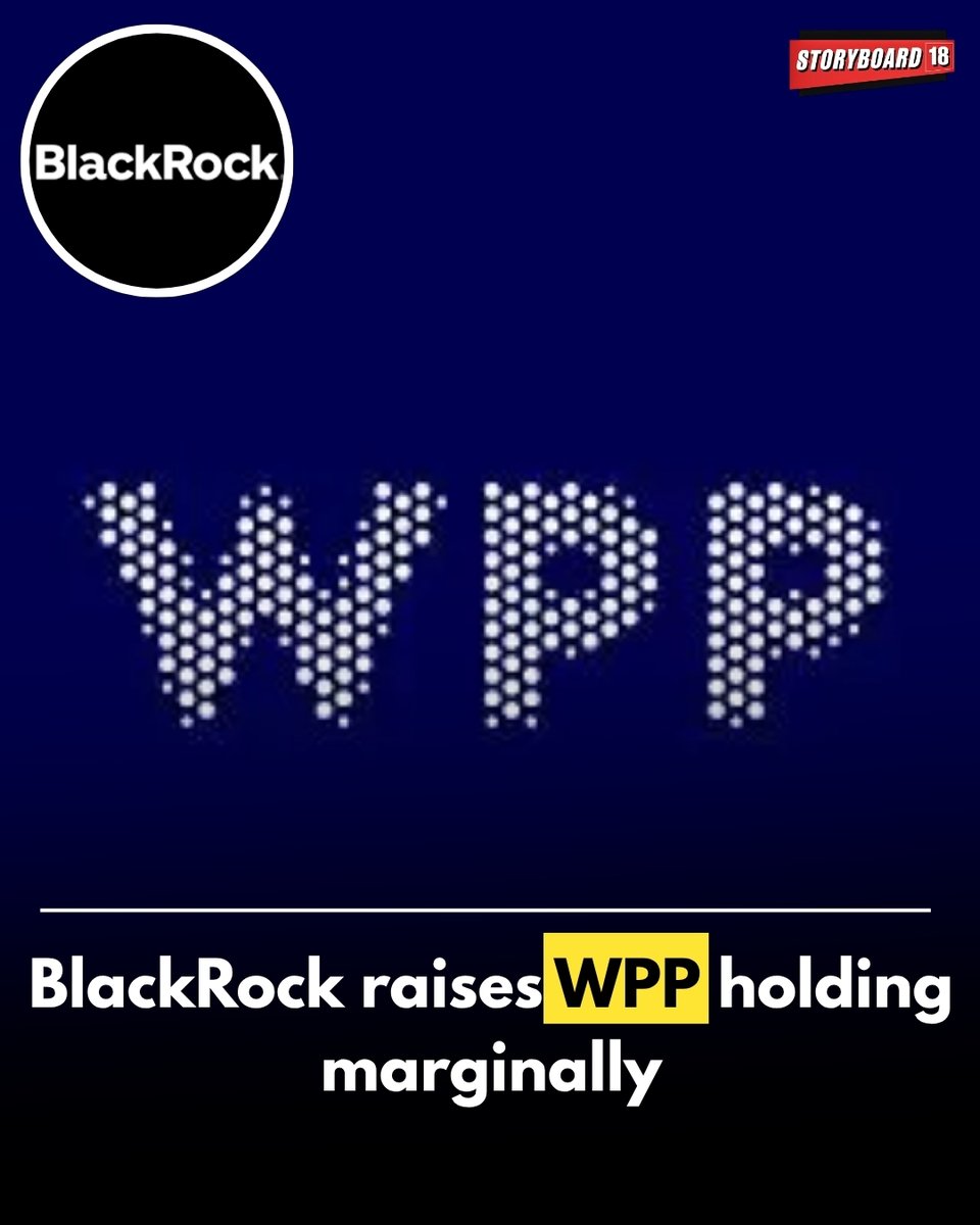 Storyboard18_'s tweet image. The holding comprises 5.04% through ordinary shares (54.39 million voting rights), while an additional 1.85% is routed via financial instruments.

Read More: storyboard18.com/agency-news/bl…

#WPP #BlackRock #Advertising