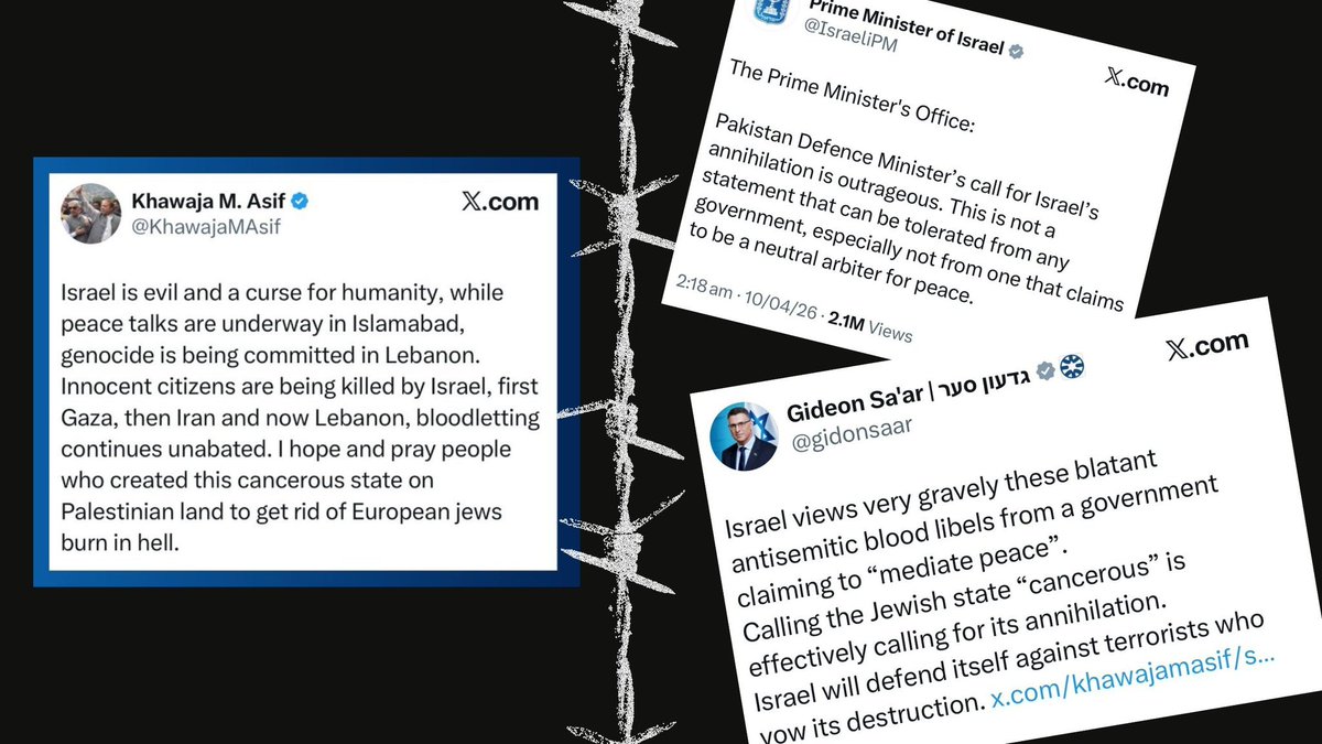 nidhisj2001's tweet photo. Fhattu Pak 🇵🇰 Defence Minister deletes his tweet on Israel 🇮🇱, calling it a “cancerous state” after getting b¢lt treatment from Israel a day ahead of ceasefire talks.
#Israël #IranWar #CeasaeFire https://t.co/8gLdfN22ZD