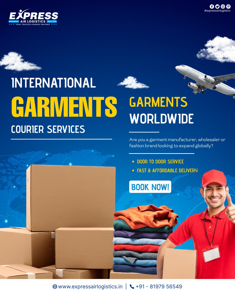 expressairlogis's tweet photo. 🚀 Ship your garments worldwide with ease! 👗📦With Express Air Logistics, enjoy fast, secure &amp; affordable international courier services. 🌍✈️✅ Door-to-door delivery
✅ Reliable global shipping📞 +91 81979 56549
🌐 https://t.co/EhlR2PnfVh https://t.co/cIn4aiL6bk