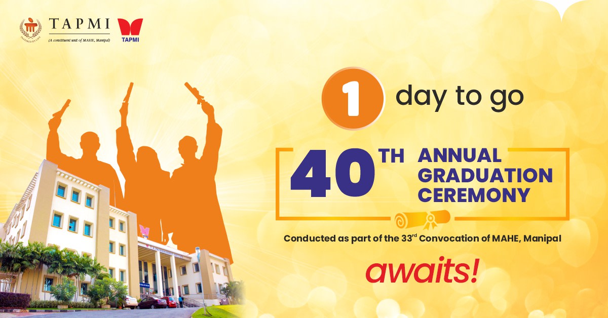 MyTAPMI's tweet photo. Just 1 day to go for TAPMI's 40th Annual Graduation Ceremony – conducted as part of MAHE Manipal's 33rd Convocation! The moment awaits with pride and promise. Are you ready? #TAPMIConvocation #TAPMI #Convocation2026 #GraduationCeremony
Live Stream: https://t.co/e5r0aXSDtY https://t.co/TNQIgWBBm2