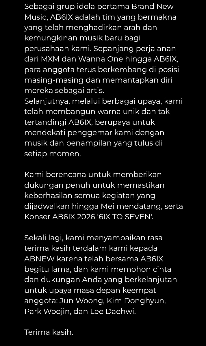 Meyhoonie's tweet photo. Gemeteran banget aku baca judulnya. Gak apa-apa istirahat sebentar. Mungkin member mau wamil dulu atau mengembangkan karir solo mereka. Tapi tolong jangan bubar🙏🏻🙏🏻🥹🥹
Ab6ix satu-satunya grup yang aku punya sekarang 🥹🥹 https://t.co/qVYHnC8uEp