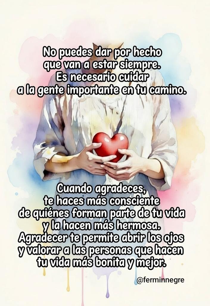 ferminnegre's tweet photo. Dos verbos importantes;
cuidar y agradecer. https://t.co/2B8OaiWcN9