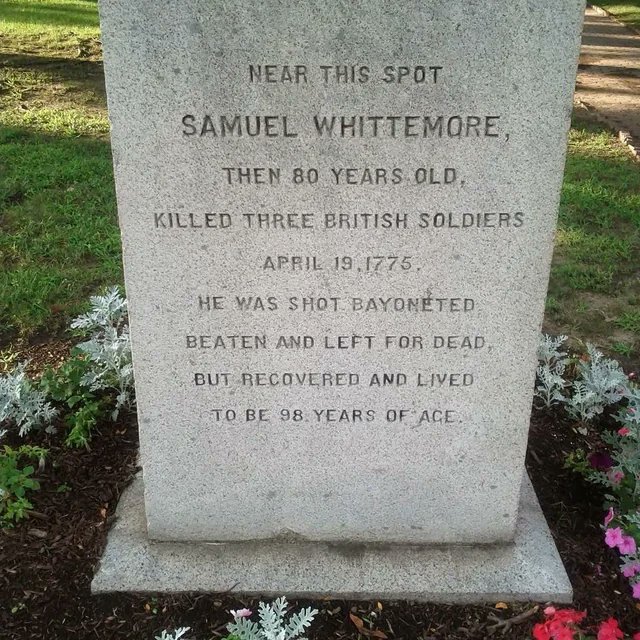 wars's tweet photo. At nearly 80 years old, Samuel Whittemore was the oldest combatant of the American Revolutionary War. After ambushing British troops he was shot in the face & bayonetted several times. He was later found attempting to reload his rifle to continue the fight. He survived and lived to the age of 96.