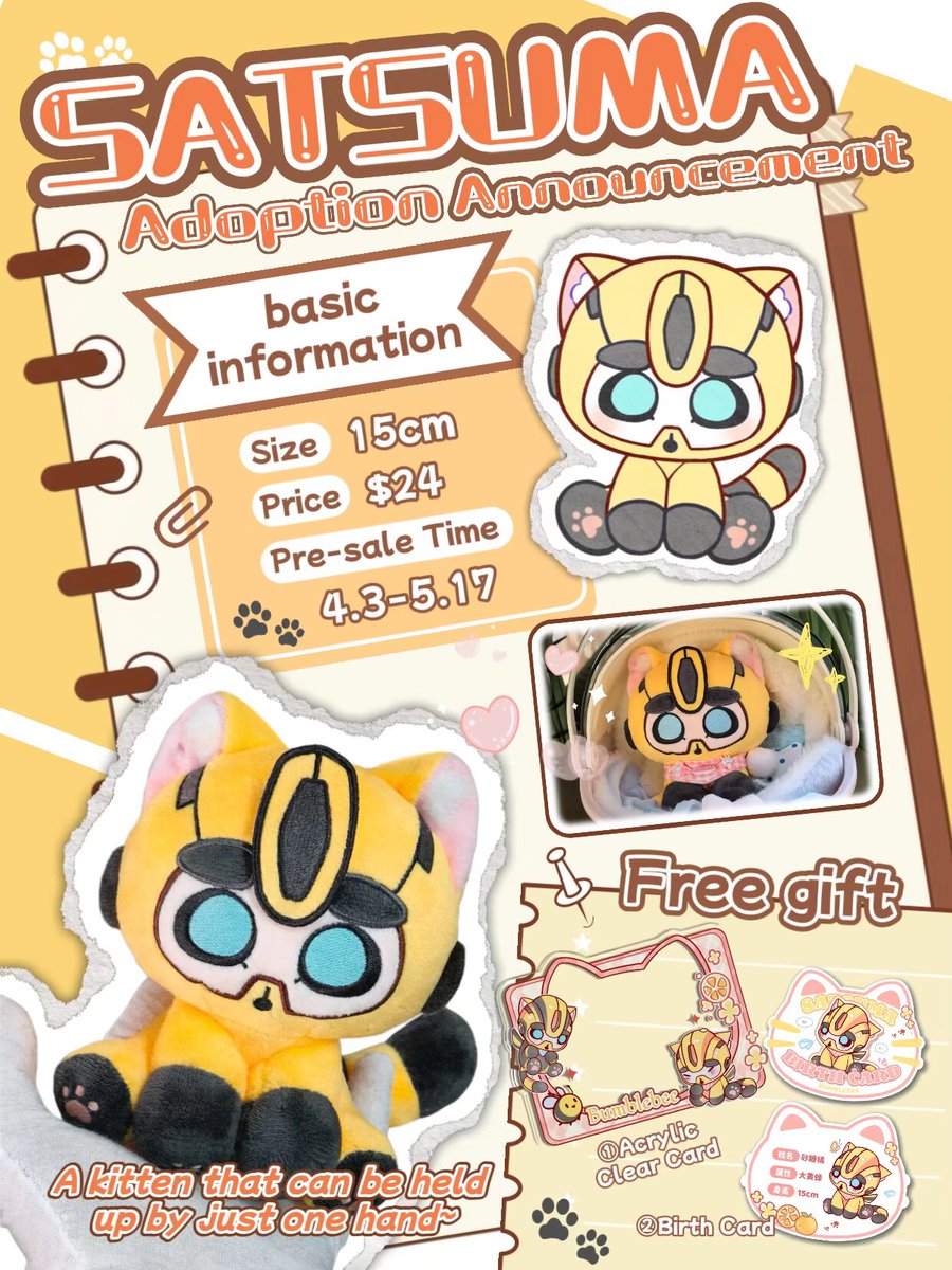 bxioy426898's tweet image. International pre-sale channels have been opened! Welcome to bring your kitten home!🐈
#Bumblebee
#Transformers #plushies

⏰ [Pre-order Time]
2026/04/03 – 2026/05/17

🛒 It supports international orders, you can check this link.
xpersonatoy.com/products/pre-o…