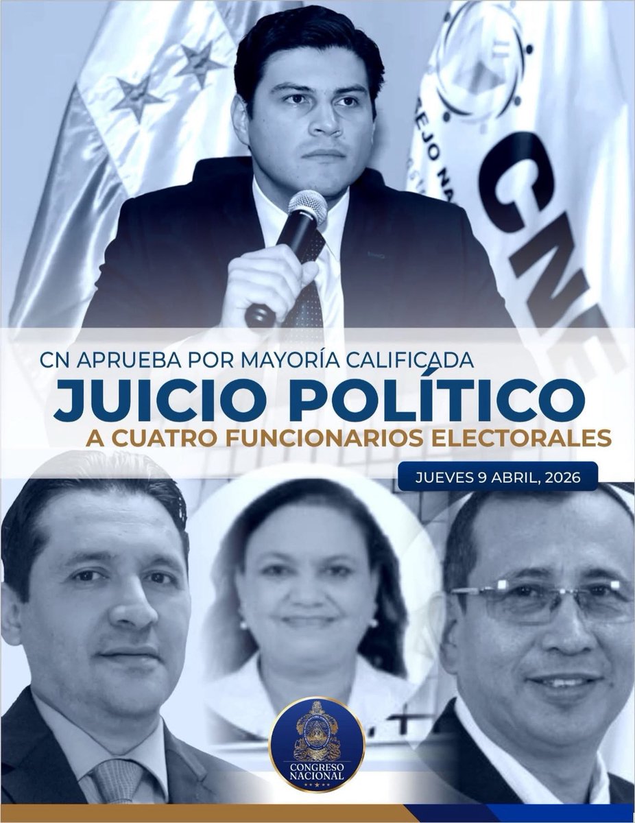 Con 91 votos a favor el Congreso Nacional aprueban Juicio Político contra Marlon Ochoa, Mario Morazán, Lourdes Mejía y Gabriel Peralta.