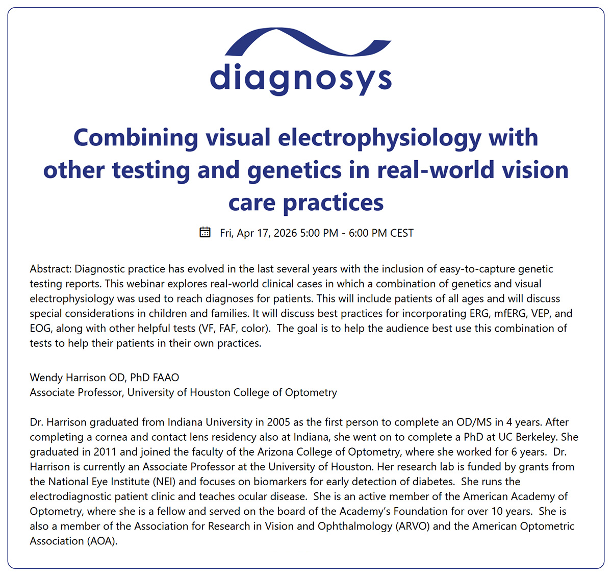 iscev_org's tweet photo. We invite you to attend a webinar hosted by @diagnosysllc on Friday, April 17th (8:00 AM PDT, 11:00 AM EDT, 17:00 CEST). More information about the webinar and registration at: https://t.co/PS8GjzlZac https://t.co/rn4VRqrjaW