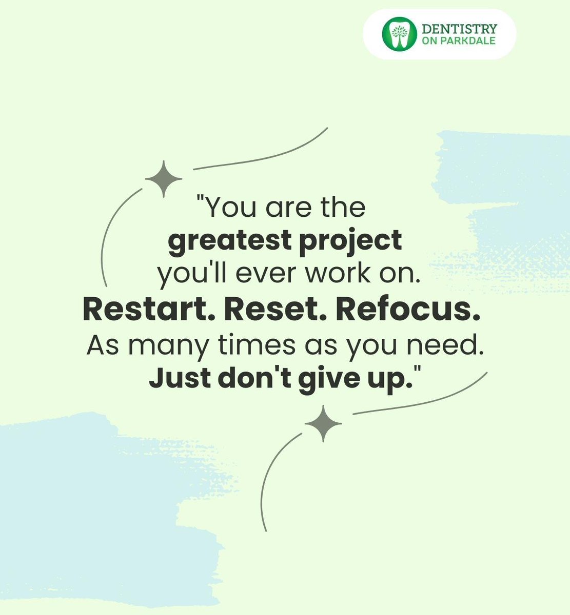 Don't give up on yourself because you are the greatest project you'll ever work on. Take a step back when you need it and recharge as many times as you need.
.
.
.
dentistryonparkdale.com
.
.
.
#selflove #selfcare #loveyourself #hamilton #ON #dentistryonparkdale