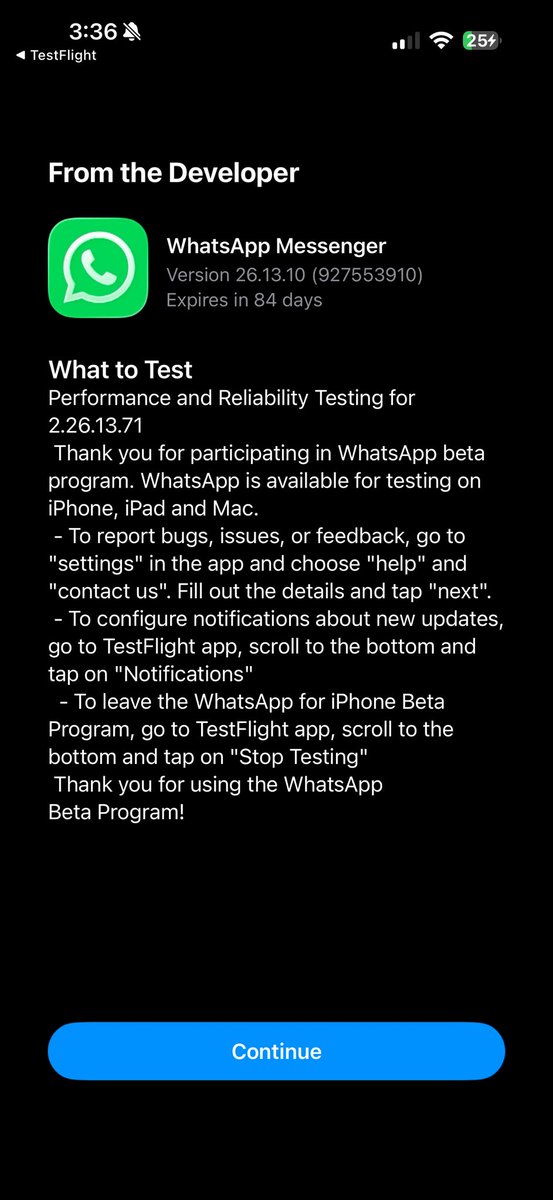 jonah_manzano's tweet image. WhatsApp TestFlight beta update is now available.