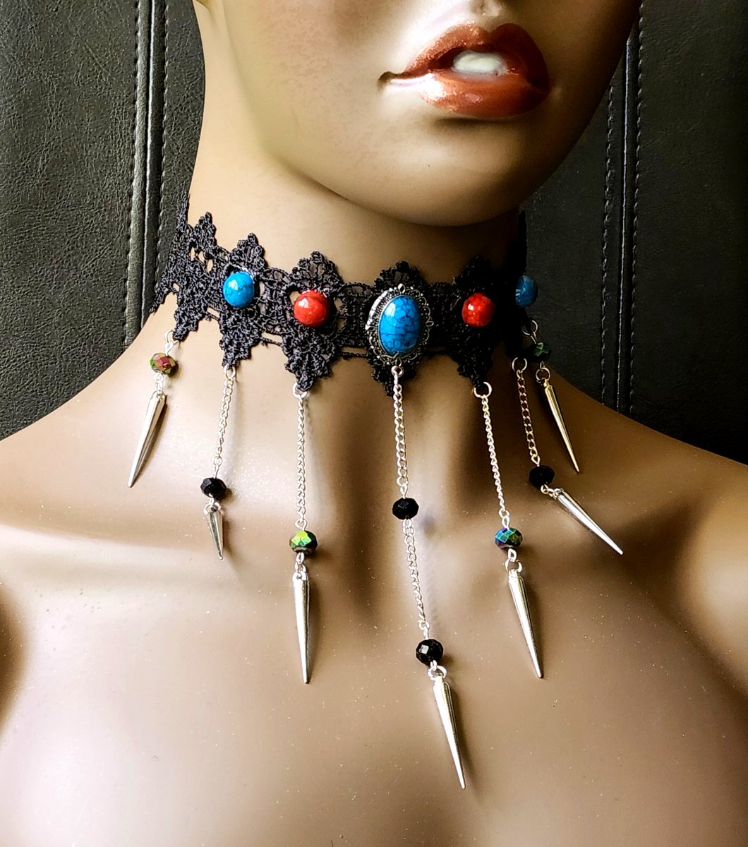 TheAthenasRose's tweet photo. This Faux Turquoise Gothic Spike Lace Choker adds the perfect blend of mystique and sophistication, whether you're dressing up for a night out or elevating your everyday look.
💖Hurry before it is gone!

👉 https://t.co/wJ7LrOEbSj

#GothicJewelry #ChokerStyle #Handmade #etsyshop https://t.co/LRKWIunWTv
