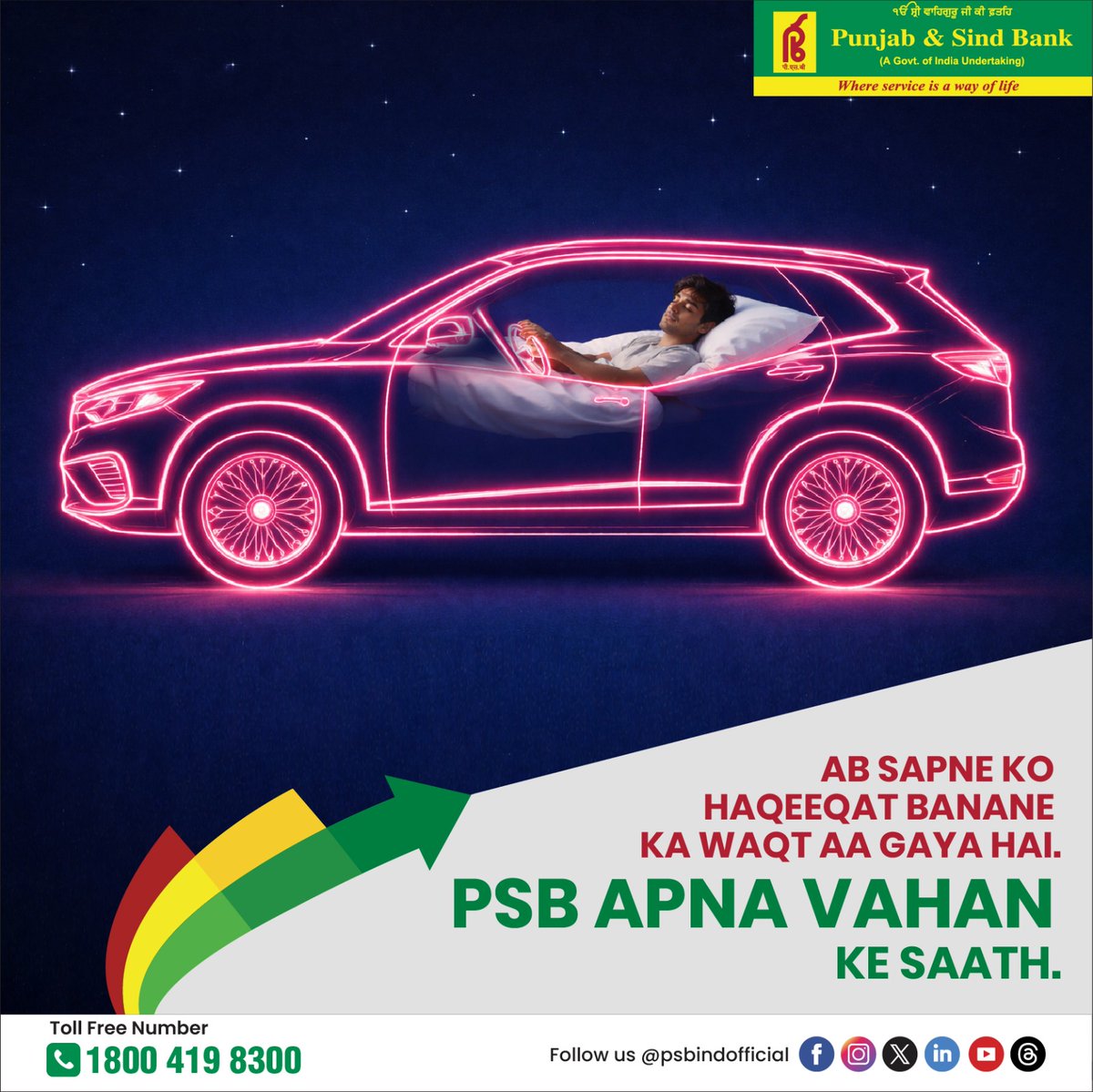 PSBIndOfficial's tweet image. Turn your dream ride into reality-drive towards your future with confidence.
With Punjab &amp;amp; Sind Bank by your side, your journey just got easier.

#punjabandsindbank
#DreamCar #DriveYourDreams
#ApnaVahan #whereserviceisawayoflife