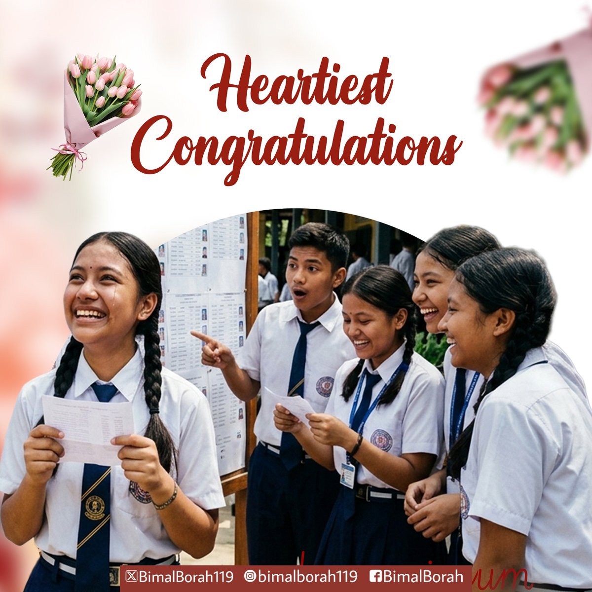 BimalBorah119's tweet photo. Heartiest congratulations to all my young friends who came out with flying colours in the #HSLCExamination, 2026. My best wishes for a bright future ahead.
Those who didn't get expected results should not lose hope & keep working hard. Success will definitely be yours. https://t.co/u2uCy8H1xF