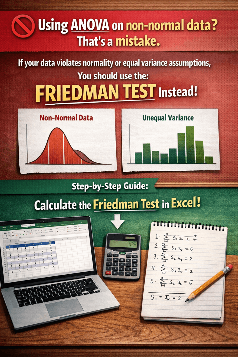 ex_ins's tweet image. Still using ANOVA on non-normal data? 😬

Use the Friedman Test instead.
Here’s how to do it in Excel 👇
👉 excelinsider.com/excel-for-stat…

#Excel #DataAnalysis #Statistics #Analytics #Friedmantest