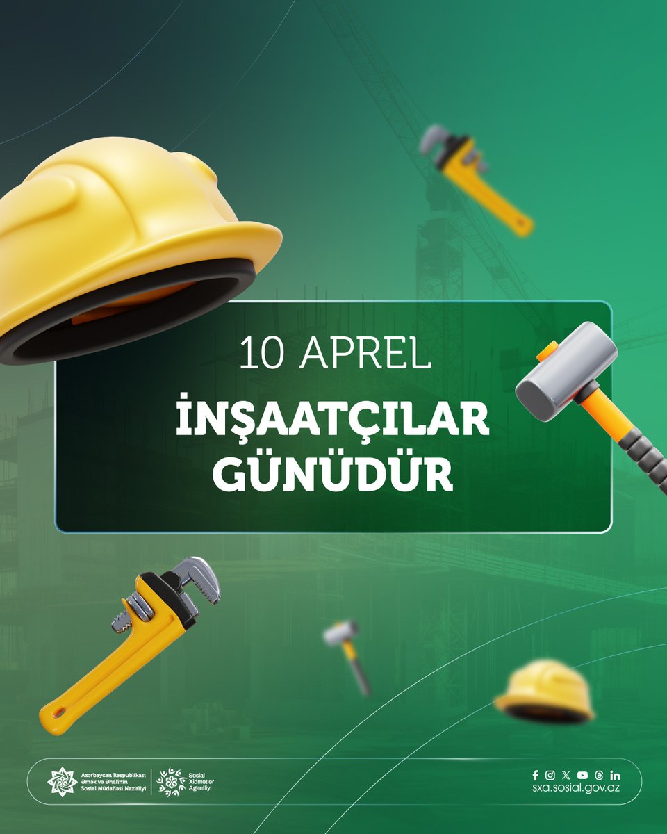sxasosialgovaz's tweet photo. 10 Aprel – İnşaatçılar Günüdür.👷
Bu münasibətlə şəhərsalma, memarlıq, tikinti sahələrinə öz töhfələrini verən bütün zəhmətkeş inşaatçılarımızı təbrik edir, fəaliyyətlərində uğurlar arzulayırıq!
#ƏƏSMN #SXA #10Aprel #İnşaatçılarGünü #ŞəhərsalmaVəMemarlıqİli https://t.co/6u6MjZgIXT