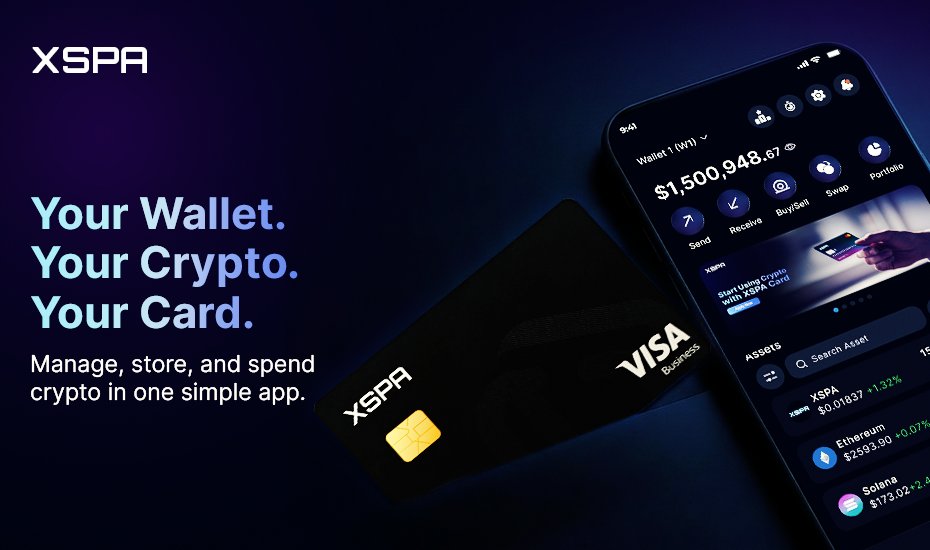 XSPA_ai's tweet image. Looking for the best crypto wallet with a card? 💳
Here’s what you get with @XSPA_ai:

✔ Manage crypto portfolio
✔ Buy, sell, swap
✔ Spend globally with card

All inside one app.

👉 Your search ends here → Try XSPA now.

#CryptoWhales #cryptocard #cryptowallet