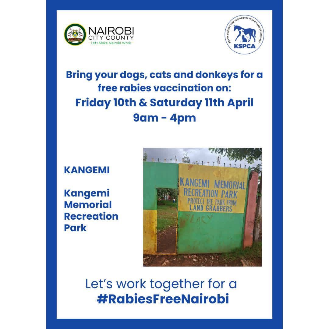 ILRI's tweet image. Bring your dogs! Bring your cats! Bring your donkeys!🐕 🐈 🫏 

This week's rabies vaccination drive is happening at Kangemi Memorial Drive today and tomorrow! In partnership with KSPCA and Nairobi City Council @kspca @Nairobi City County 

#Rabies #Kenya #Vaccination