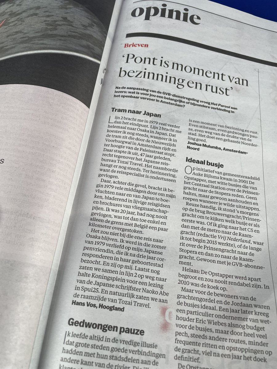 voshans's tweet image. Met tramlijn 2 helemaal naar #Osaka in #Japan….

Uit Het Parool (#Amsterdam) 
#openbaarvervoer #ov #tram