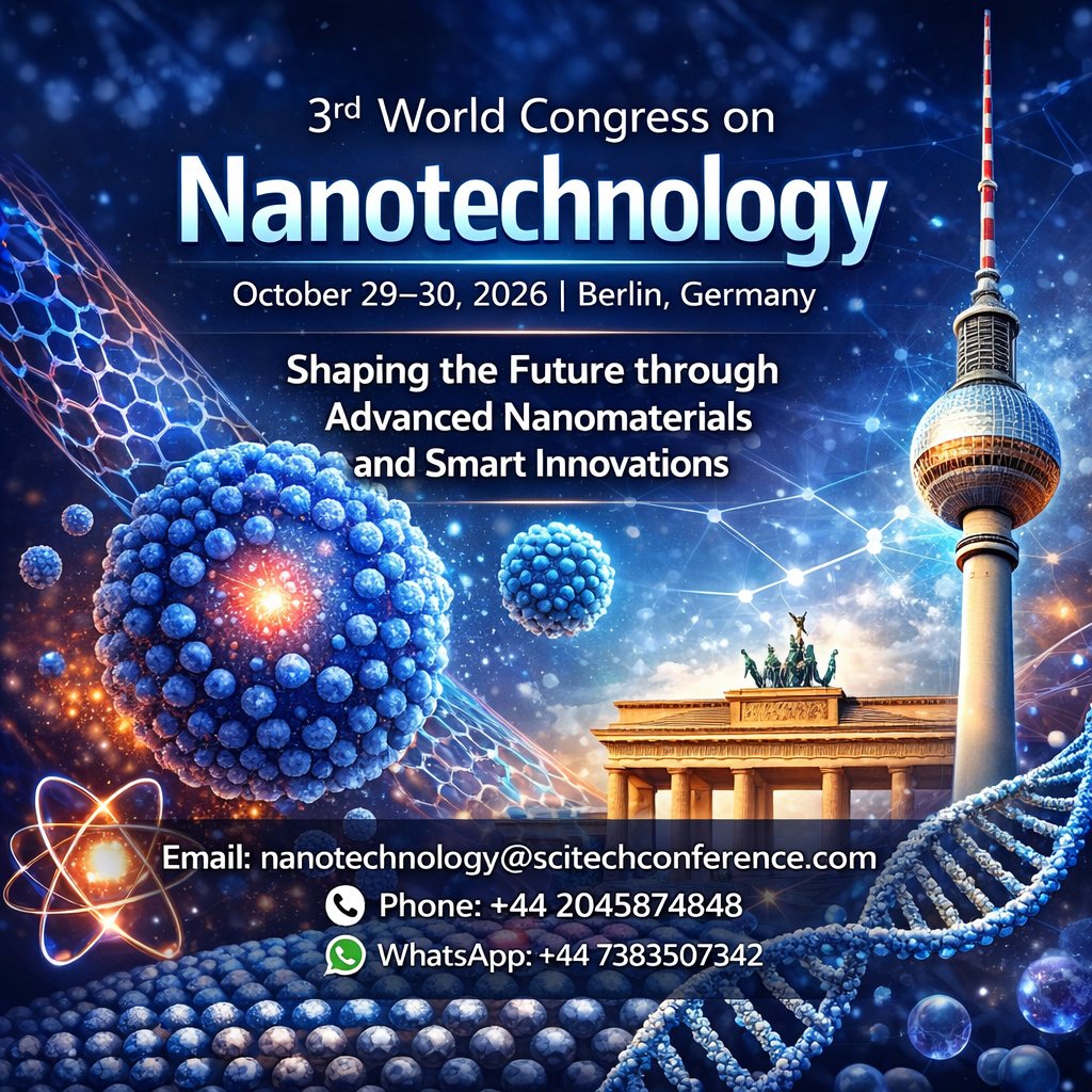 AngelicaCa15482's tweet image. Join the 3rd World Congress on Nanotechnology
Explore cutting-edge nanoscience with global experts.
📍 Oct 29–30, 2026 | Berlin, Germany
View Details: scitechseries.com/nanotechnology
#EmergingTechnologies #ScientificResearch #InnovationInScience #TechConference @ScitechSeries #Nano2026