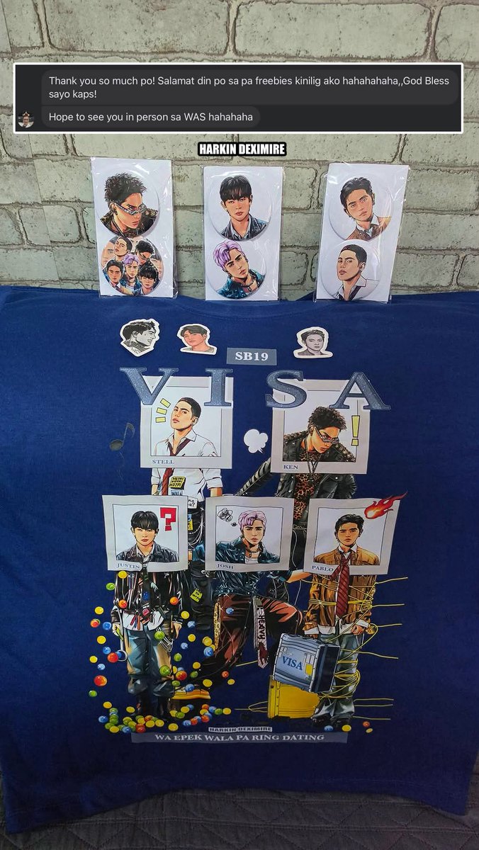 Kinilig rin ako, haha! SLMT rin po, Ms. Karen! 🤗✨

If you also want a shirt like this one, feel free to send me a message! I accept orders on a make-to-order basis! 🚚💕

#SB19 #WakasAtSimula #SB19WakasAtSimula #SB19WaS #art #artwork #drawing #draw #design #Shirt #Order