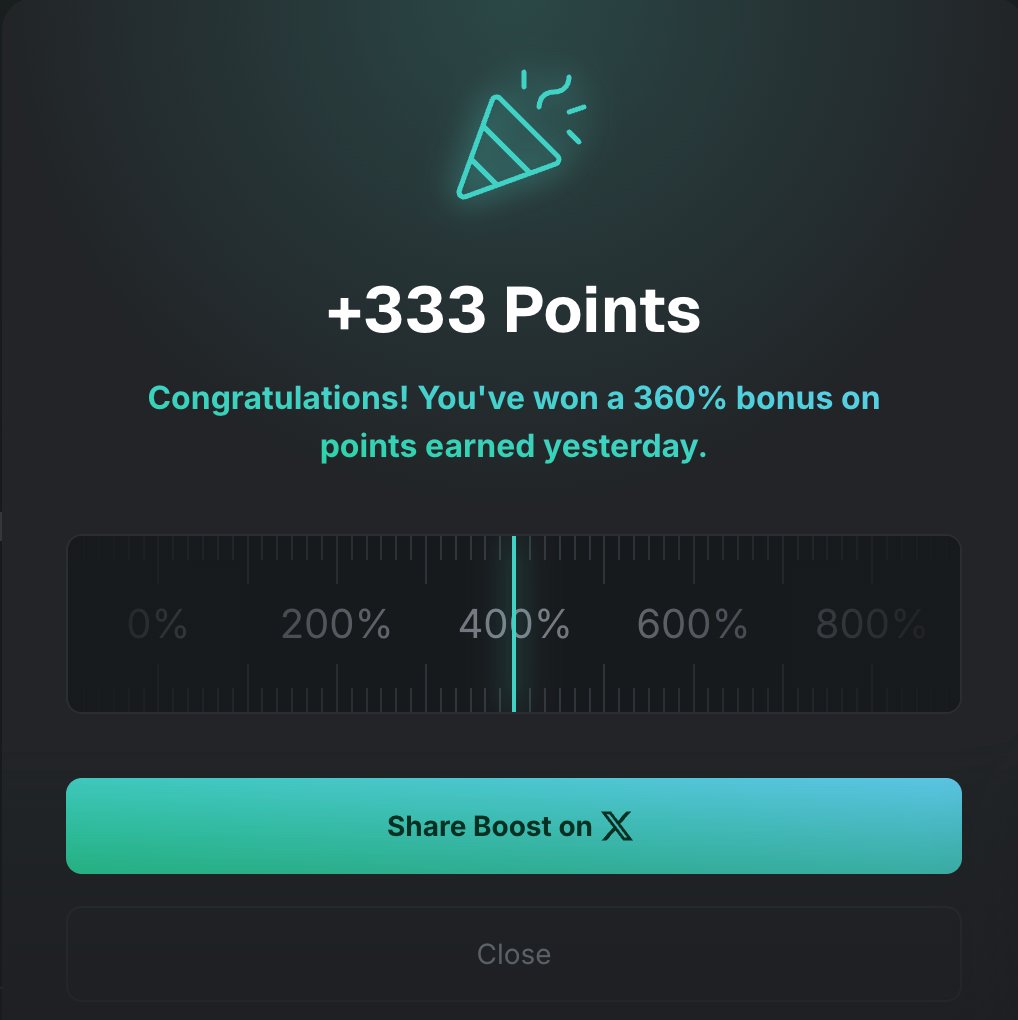 I've won a 360% bonus and 333 points today on xPoints. Join me <a href="/xStocksFi/">xStocks</a> 

defi.xstocks.fi/points?ref=SYW…