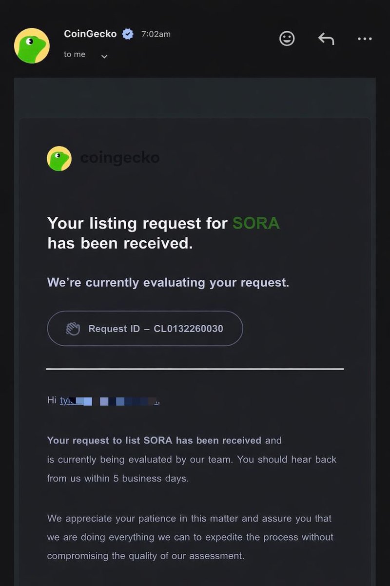 0xCryptoshi's tweet photo. Moontok and CoinGecko applied for ✅ 

$Sora https://t.co/X93iHBNAyu