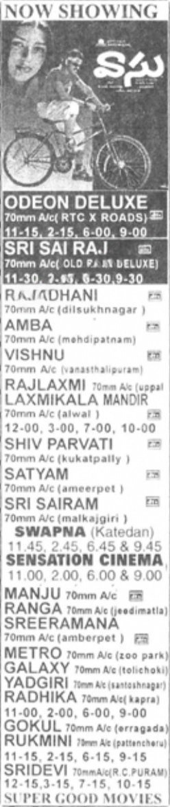 MoviesUpdatez's tweet photo. #24YearsForVaasu
Hyderabad,Odeon Deluxe 57 Days Run.
Replaced With #Adhrushtam
@VenkyMama @bhumikachawlat @Jharrisjayaraj @ksramarao45 @CCMediaEnt @actorbrahmaji #Trivikram
A Film by @AKarunakaran12 #Vaasu https://t.co/ehB0hT2jnV