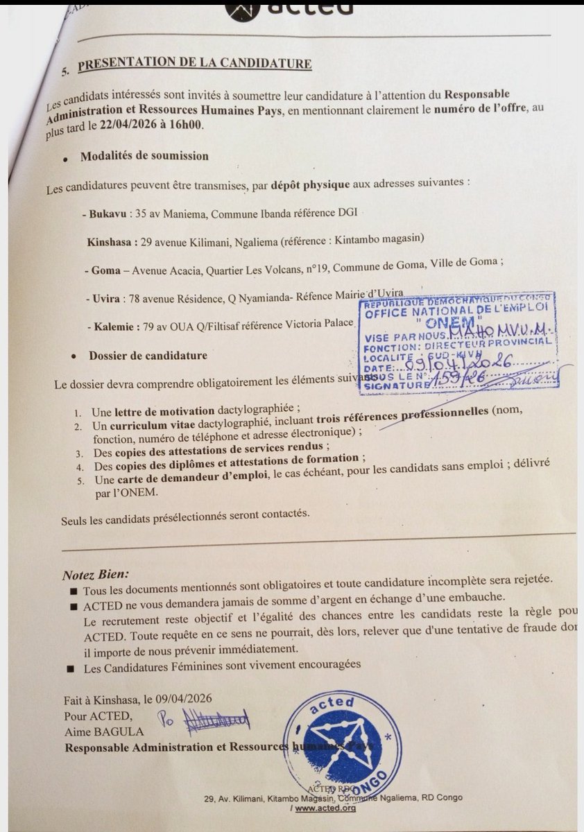 neutreolivier's tweet image. #Bukavu
#ACTED recrute Un Chargé MEAL.
Jettez un coup d'œil ici.