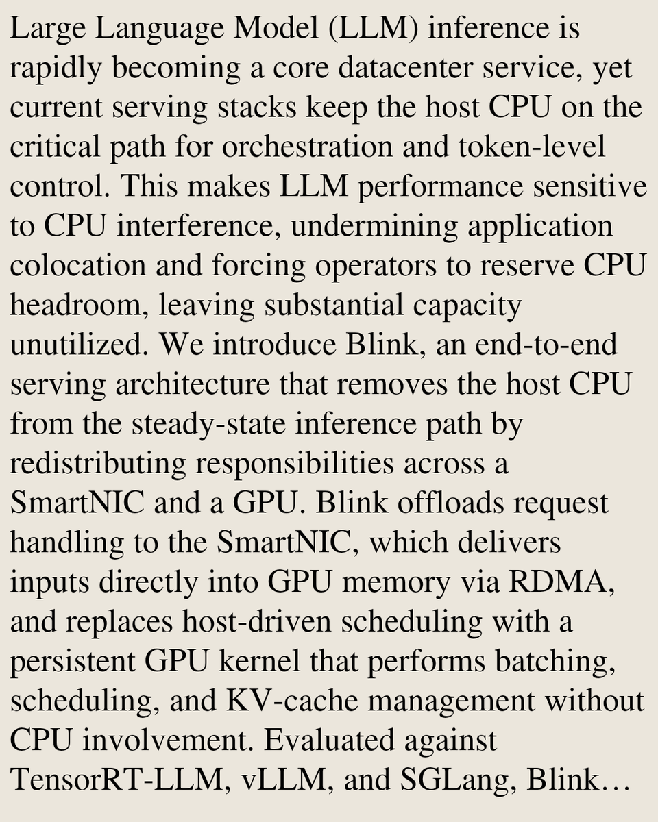 Blink: CPU-Free LLM Inference by Delegating the Serving Stack to GPU ...