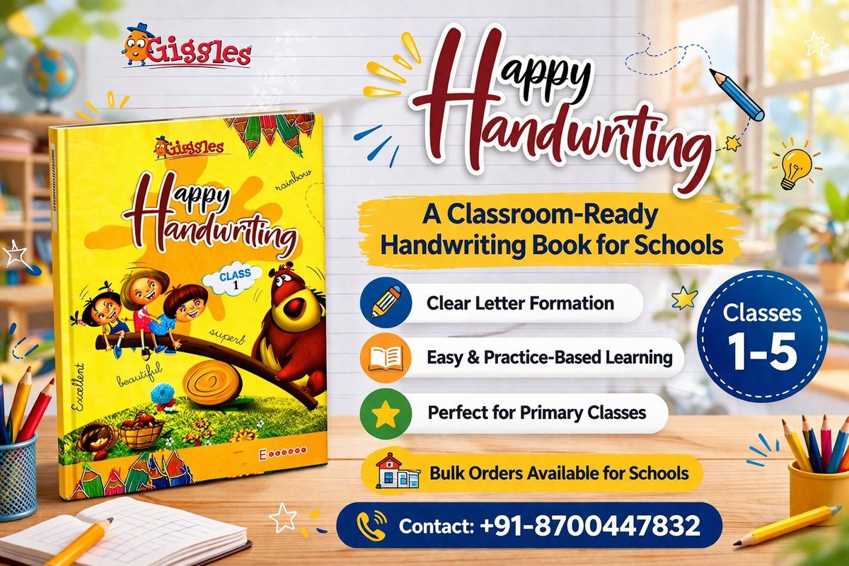 Improve your students’ handwriting with #HappyHandwriting ✏️📖

✔️ Clear Letter Formation
✔️ Easy &amp; Practice-Based Learning
✔️ Ideal for Primary Classes

🏫 Specially designed for Schools
📦 Bulk Orders Available

📞 Contact Now: +91-8700447832
#ElegantPublishers #CursiveWriting