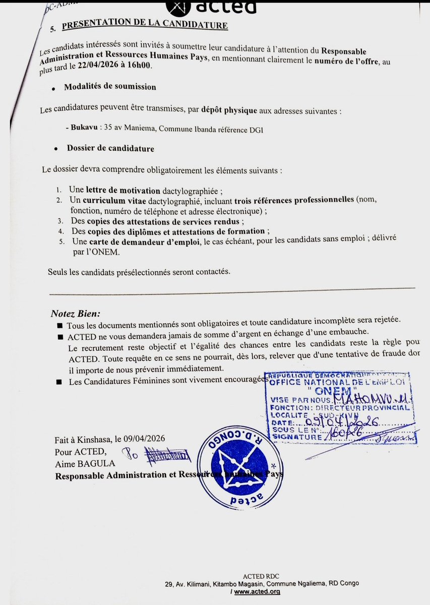 neutreolivier's tweet image. #BUKAVU
#ACTED cherche un Assistant MEAL.
Qui ne risque rien n'a rien.