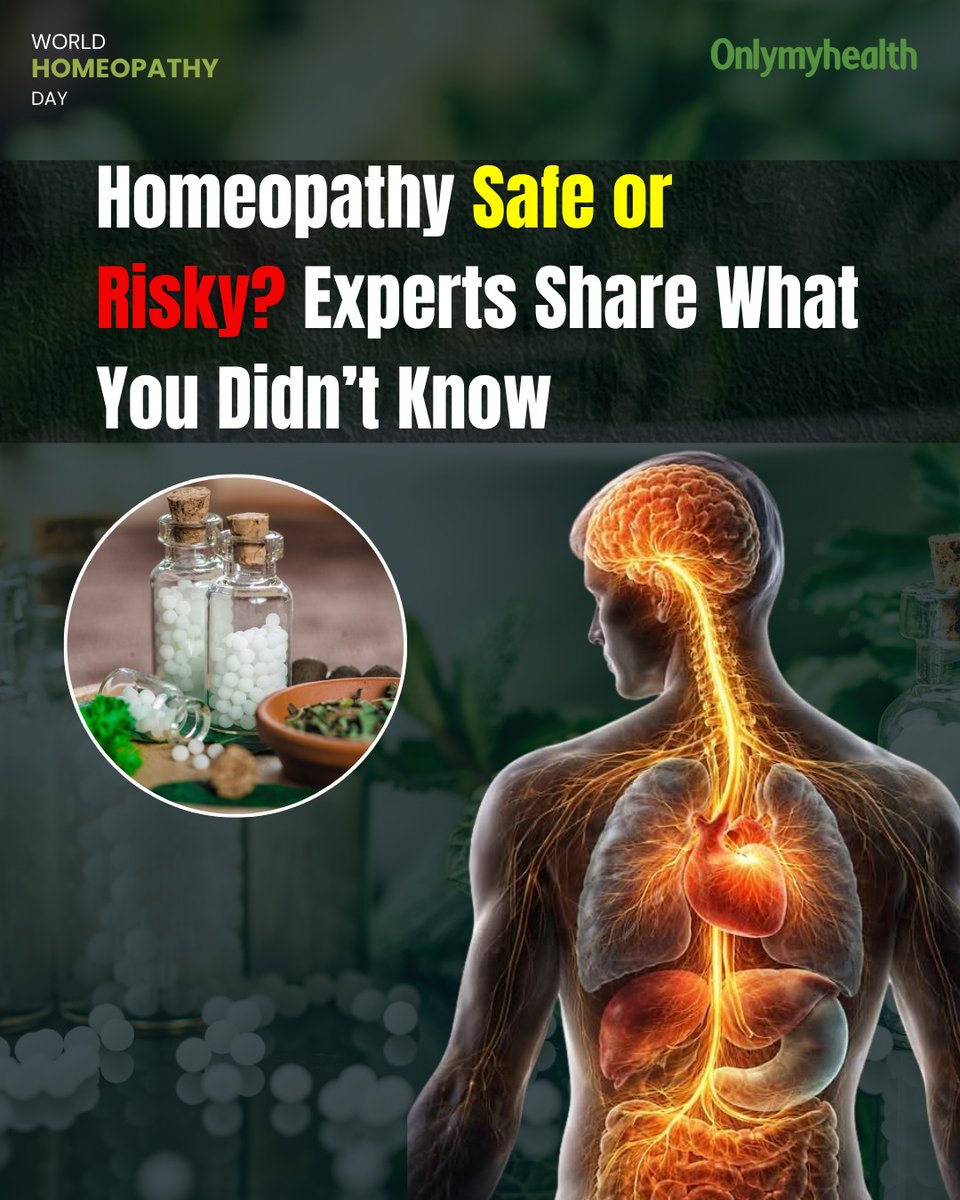 onlymyhealth's tweet image. Homeopathy can help—but misuse can cause side effects like changes in blood pressure, mood swings, or worsening symptoms.

⚠️ Avoid self-medication &amp;amp; overdosing
👨‍⚕️ Consult a doctor, follow proper dosage
👉 Safe use matters more than “natural”

#Homeopathy #HealthAwareness