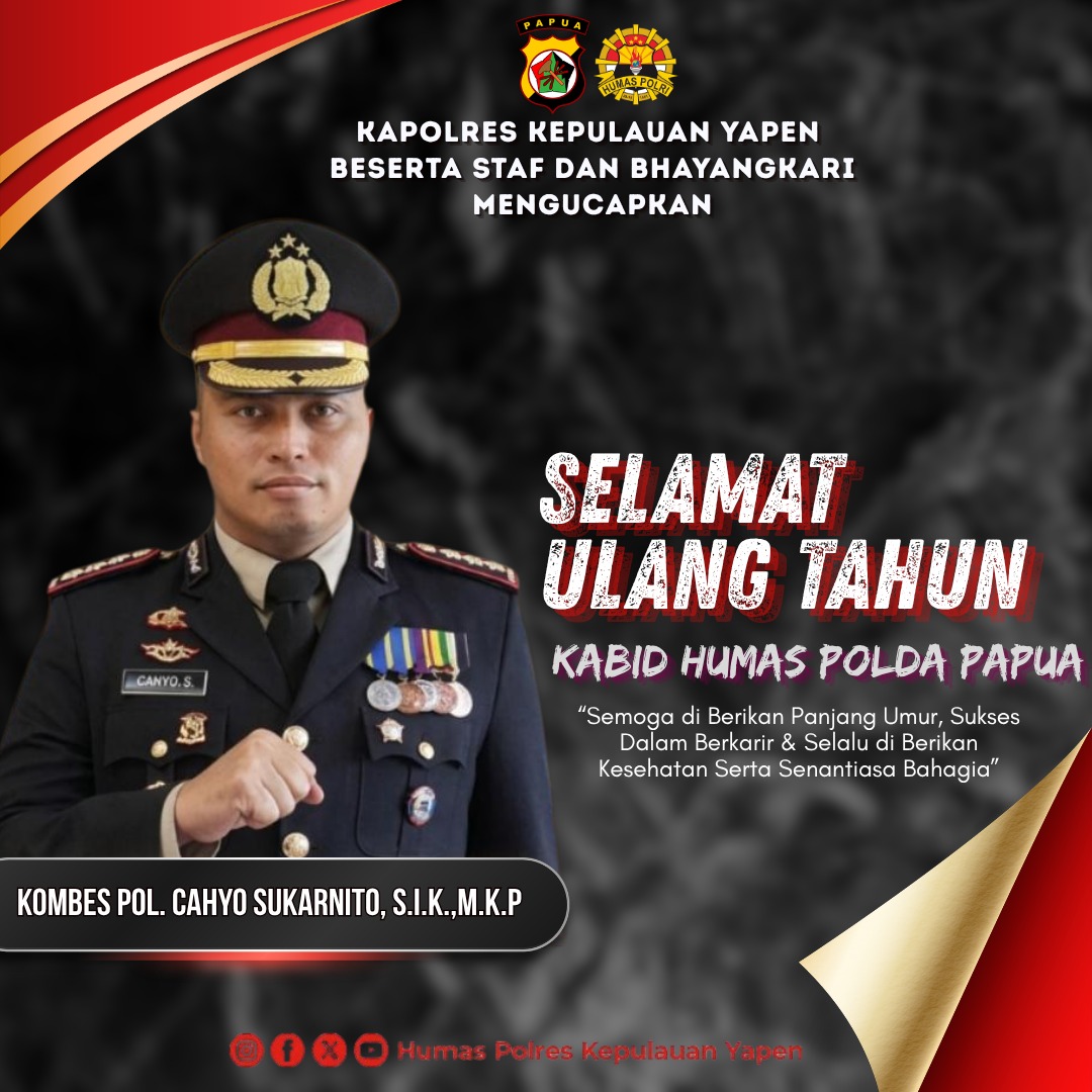 Humaskepyapen's tweet photo. #polriuntukmasyarakat #divisihumaspolri
#polisisahabatmasyarakat #humasmabespolri
#humaspoldapapua_ #humaspolresyapen
#polripresisi #polisirepublikindonesia https://t.co/C8XUHcCVMK