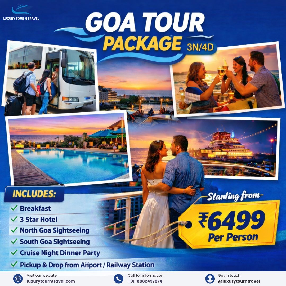 seoluxuryt60027's tweet image. Goa Vacation Deal 🌴 3N/4D with Cruise Dinner 🚢

📞Call now at +91-8882497874|7011962823 or visit our website at luxurytourntravel.com for fast, reliable

#GoaTourPackage #GoaTrip #GoaVacation #TravelIndia #BeachVibes