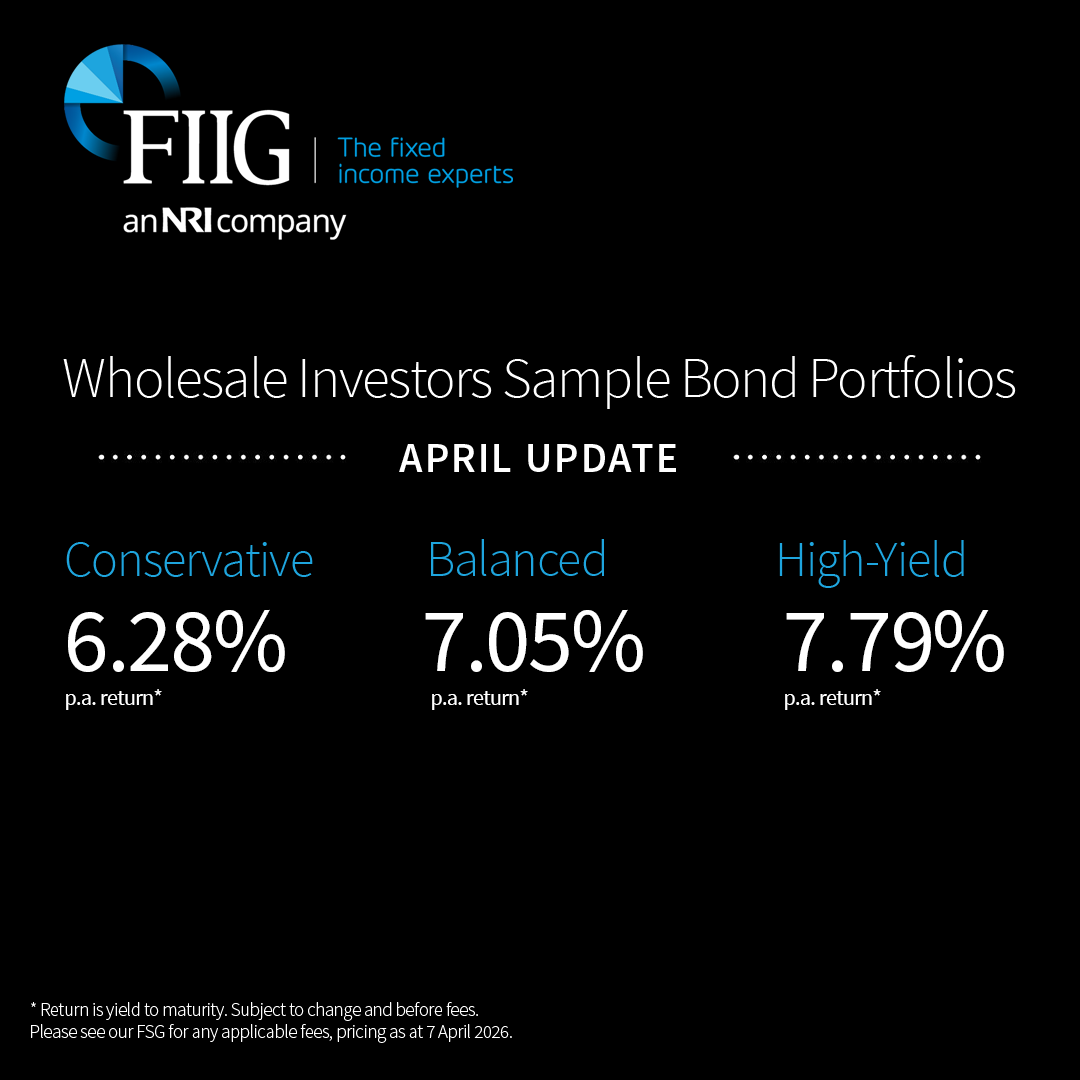 FIIGSecurities's tweet photo. March was marked by heightened geopolitical uncertainty, which slowed issuance, yet the sample bond portfolio yields moved higher. Our April Wholesale Sample Bond portfolios highlight the income opportunity available in today’s market. View the portfolios: https://t.co/I1bXNFEYgv https://t.co/LQqFPq8EvW
