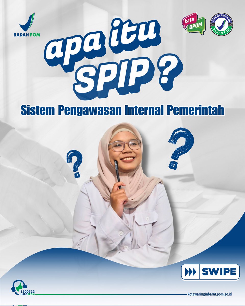 bpomkobar's tweet photo. SPIP adalah sistem pengawasan internal untuk memastikan proses pemerintahan berjalan efektif, akuntabel, dan sesuai peraturan.

Melalui pengendalian intern yang kuat, BPOM berkomitmen menjaga kinerja, keandalan laporan, serta pengamanan aset negara. https://t.co/bRMJ5BNV6L