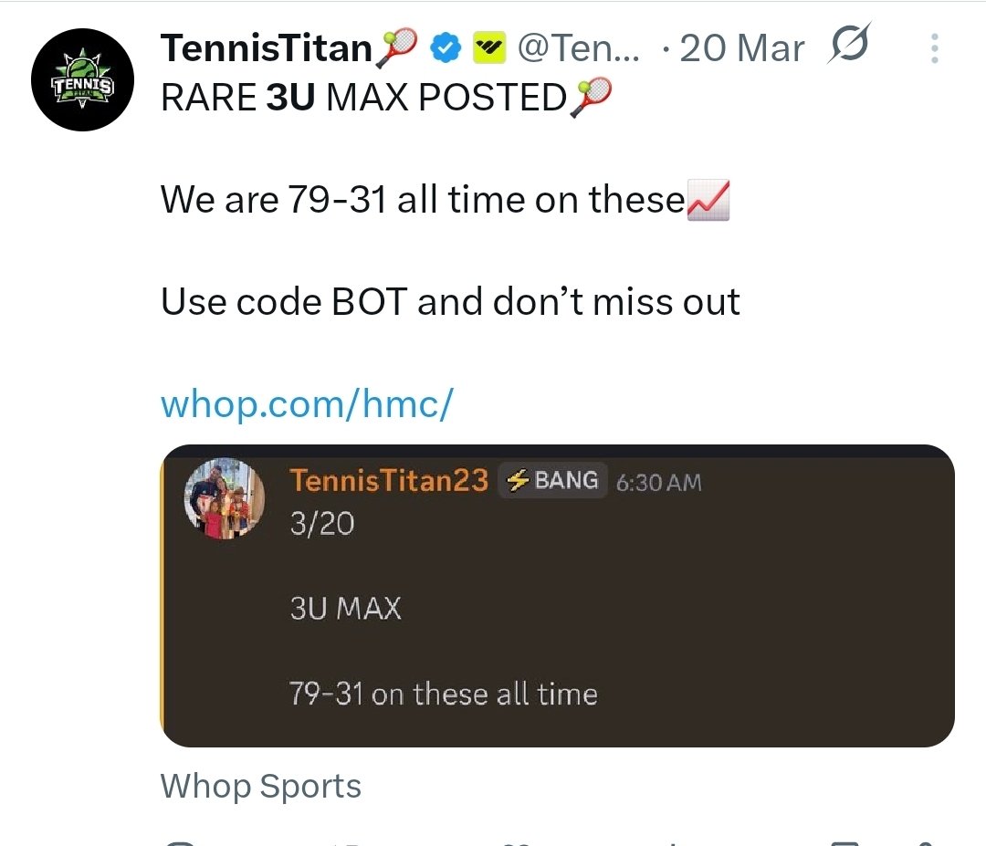 lunatic_life's tweet photo. @TennisTitan23 @Textbook_SN You was on 79-31, now 79-30. Over time, do you really think people won’t notice if you keep hiding one loss here and there? And this is not the first time 😉 https://t.co/ewdQ1Y7CfV