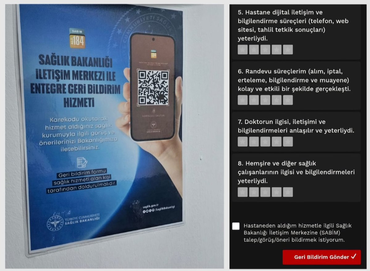 🚨HEKİMLERİN SABİM GERİ BİLDİRİM SİSTEMİ ÜZERİNDEN HASTALARA DEĞERLENDİRTİLMESİ BİLİMSEL, ETİK VE HUKUKİ AÇIDAN KABUL EDİLEMEZ
📢 Son zamanlarda başlatılan bir uygulama ile kamu sağlık kuruluşlarına, SABİM ile entegre geri bildirim afişleri asılmakta; hastalar karekod