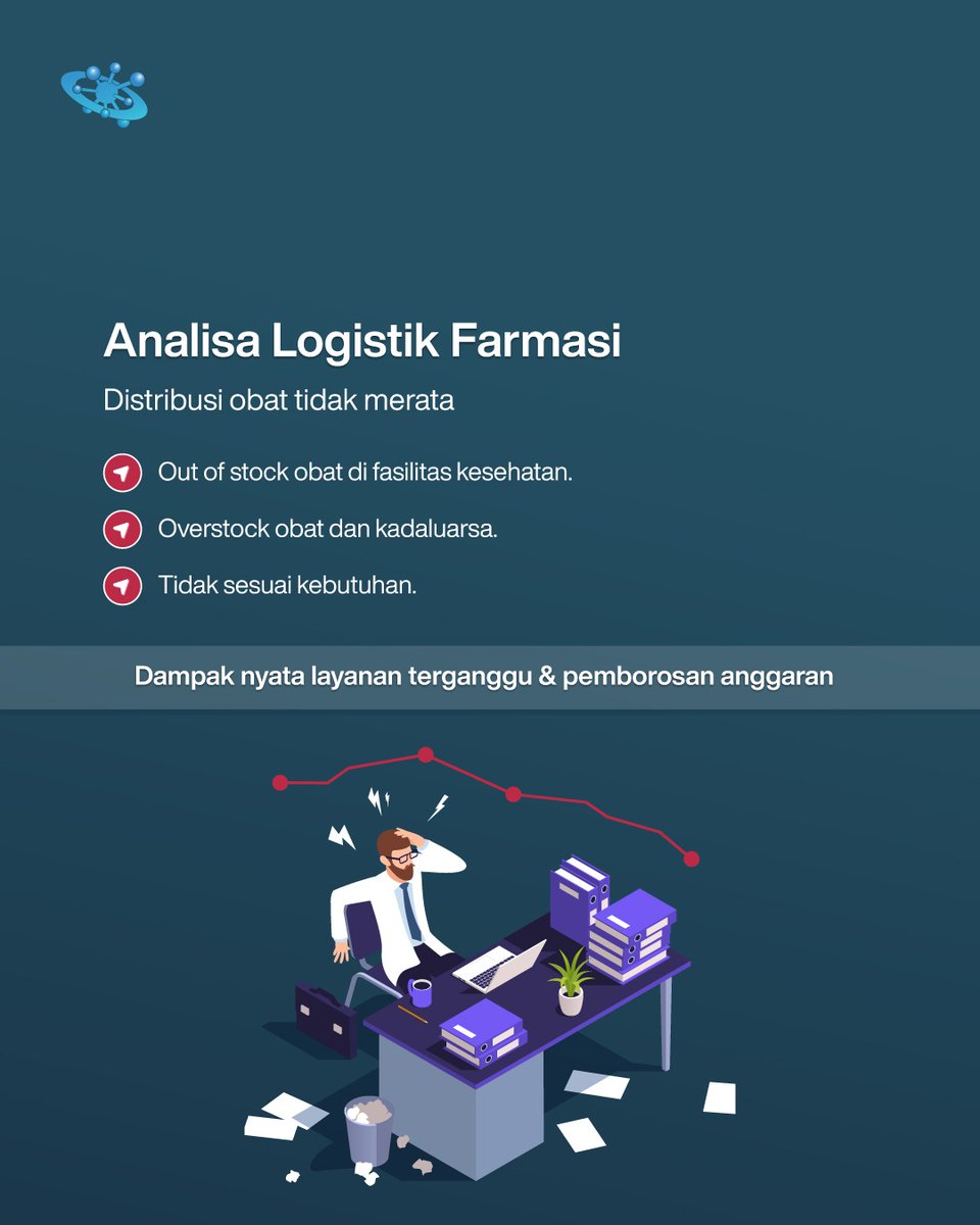 onyxbdp's tweet photo. Masalah logistik farmasi, seperti stockout, overstock, hingga obat kadaluarsa masih sering terjadi. Dengan Big Data, pengelolaan jadi lebih presisi: mulai dari prediksi kebutuhan, monitoring real-time, hingga optimasi distribusi. 
#DataIsYourFuture #ONYXBDP #DataAnalytics https://t.co/QebkrO7FNa