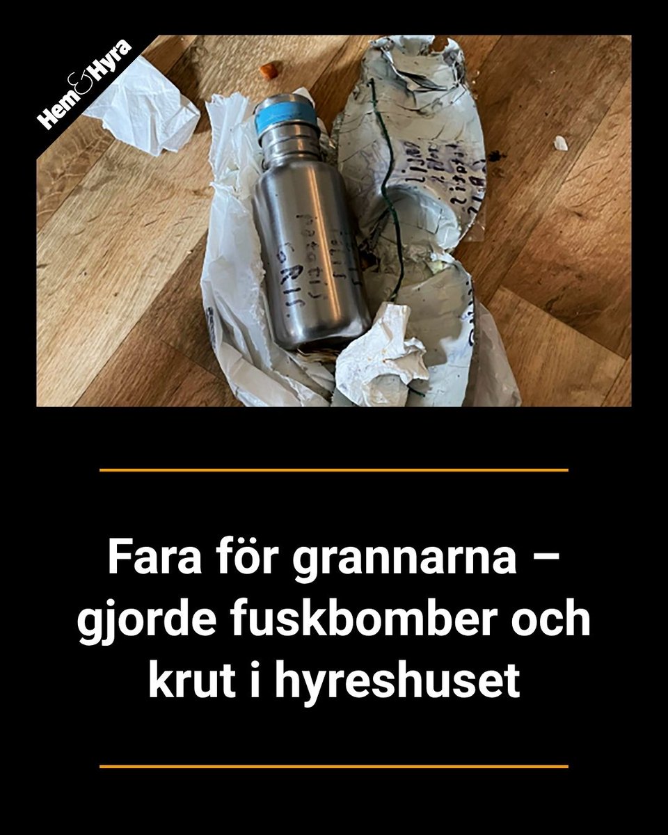 Polisen hittade så mycket explosiva varor i lägenheten att nationella bombskyddet fick rycka ut. hemhyra.se/nyheter/risker…
