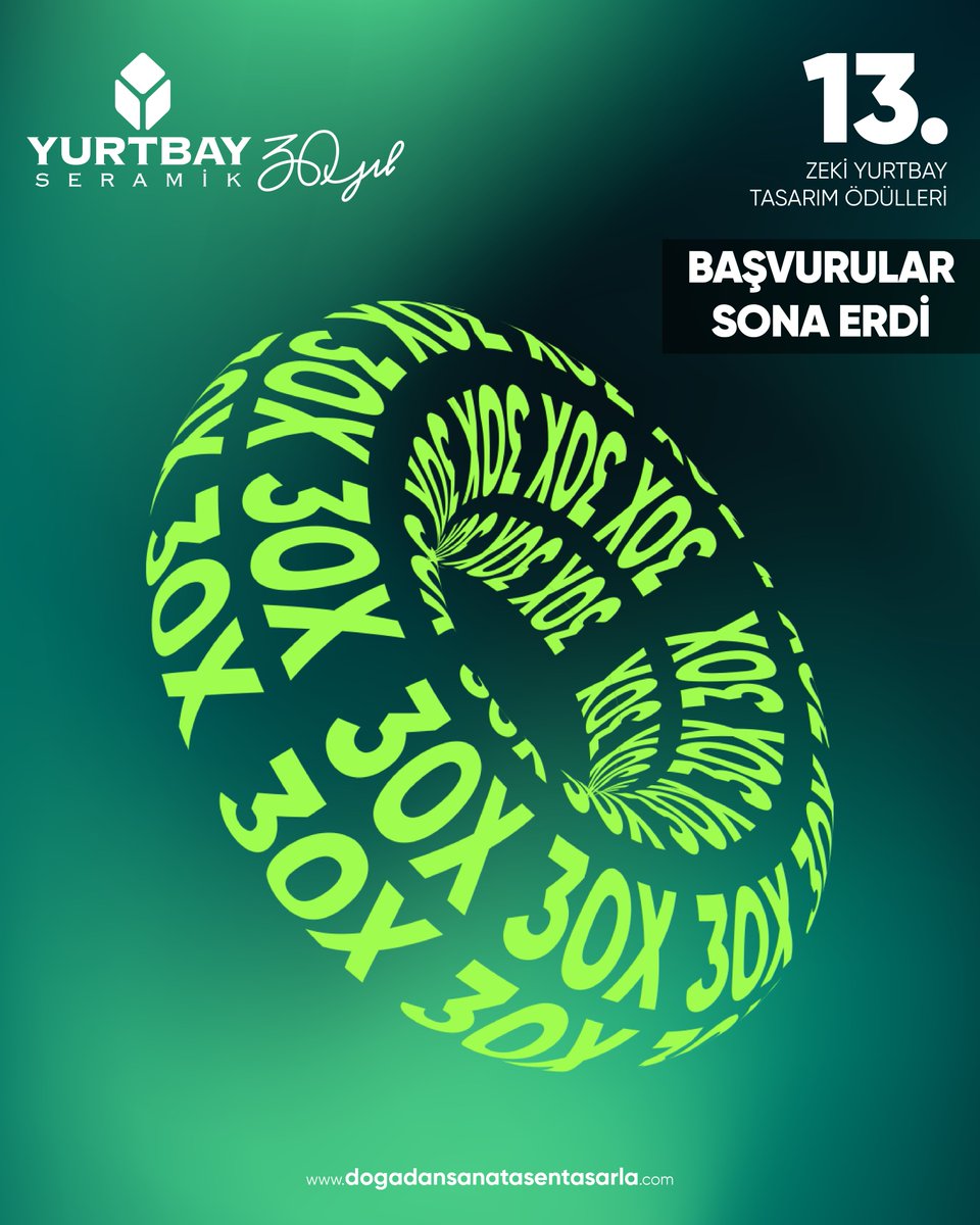 Başvurular sona erdi.
13. #ZekiYurtbayTasarımÖdülleri’ne gösterilen yoğun ilgi için teşekkürler.
Şimdi sahne, yenilikçi fikirlerin.

dogadansanatasentasarla.com 

#DoğadanSanata #YurtbaySeramik

The application period has closed.
Thank you for the overwhelming interest shown in the