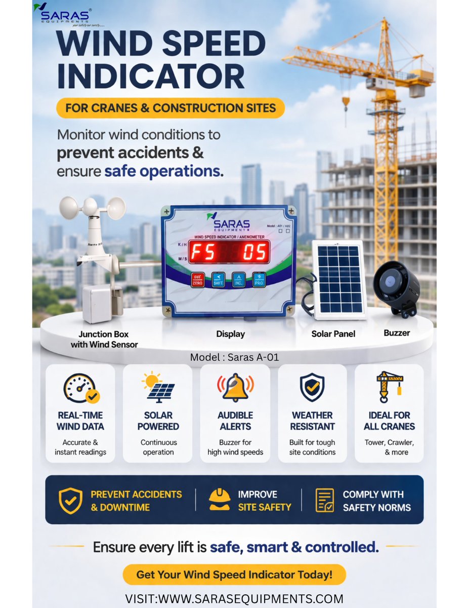 ANEMOMETER 
wind Speed Indicator 
#sarasequipments #cranesafety