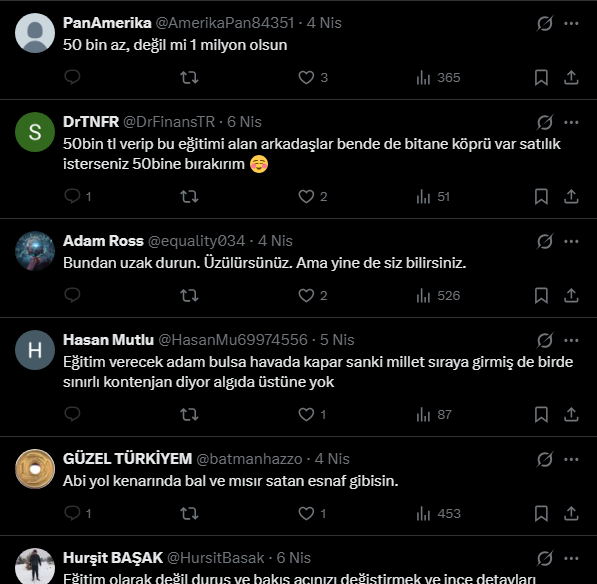 şeronun eğitim ilanına gelen yorumlar.
Kısmetse diğerlerinin eğitim ilanlarına da bu yorumlar gelecek yakında. 😂