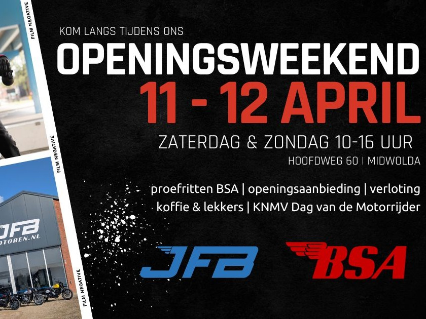 motoraanbod's tweet image. Openingsweekend JFB Motoren / BSA, 11-04-2026 - 12-04-2026
Info:  motormarkt.nl/evenement
#midwolda #jfb #jfbmotoren #bsa #groningen #motormarkt #evenement #motorclub #motorsport #motorevent #event #motorrijden #motor #mc