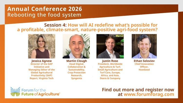 Syngenta's tweet photo. Can AI help build a profitable, climate-smart, and nature-positive food system? 🤔

Martin Clough, Head Digital, Collaboration & Sustainability at Syngenta Crop Protection Research, will join a panel at the @ForumForAg to explore how innovation can help farmers gain resilience, support nature and deliver more despite challenging conditions.

Save this link to join us for the free online session on April 14 at 15.30-16.30 CET. 👉 https://t.co/wDlv90PC2W

#AI #Farming