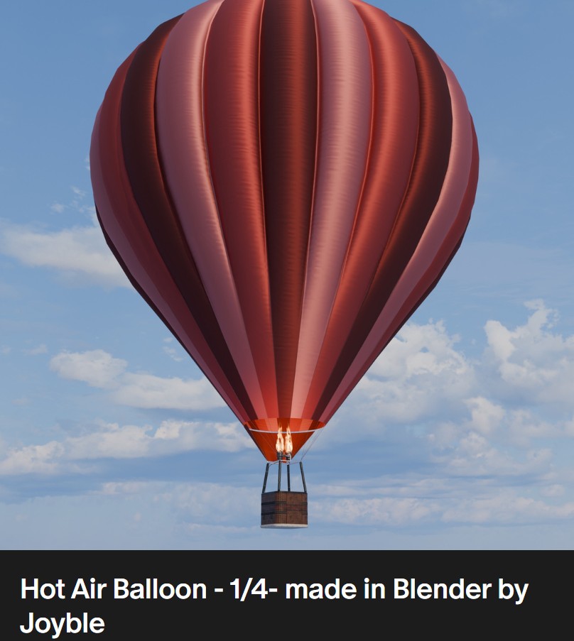 s_andra_91's tweet photo. Hot air balloon 3D model made in Blender by my partner Joyble available now on my Pa treon SaTales  #b3d #3dcg #blender https://t.co/m0CADFGd7k